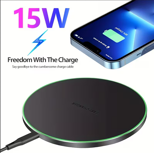 Fast Wireless Charger 15W – Slim Qi Charging Pad for iPhone & More