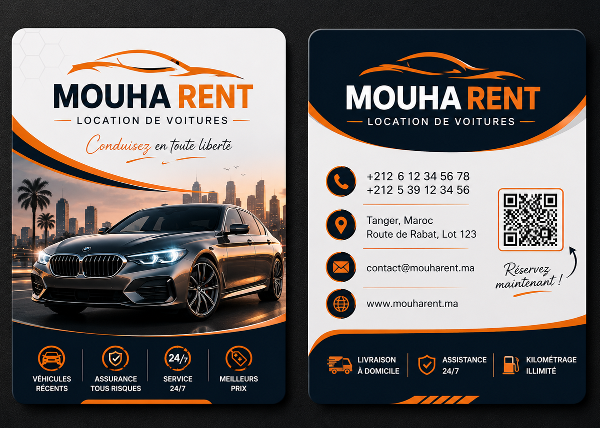 4 Car Rental Business Card Templates Bundle – Editable Photoshop PSD File