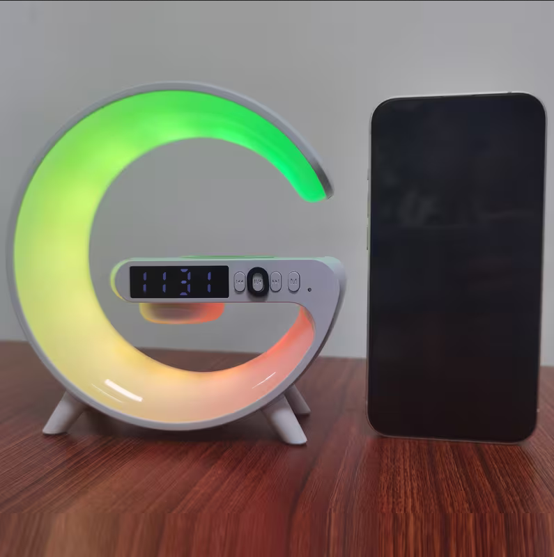 Smart Bedside Alarm Clock Lamp – RGB Ambient Light, Wireless Charging & Digital Clock