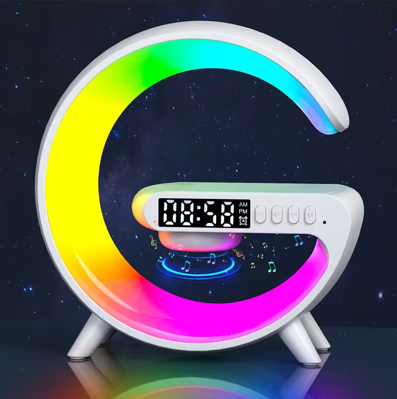 Smart Bedside Alarm Clock Lamp – RGB Ambient Light, Wireless Charging & Digital Clock
