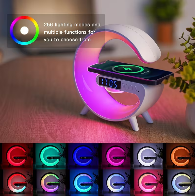 Smart Bedside Alarm Clock Lamp – RGB Ambient Light, Wireless Charging & Digital Clock