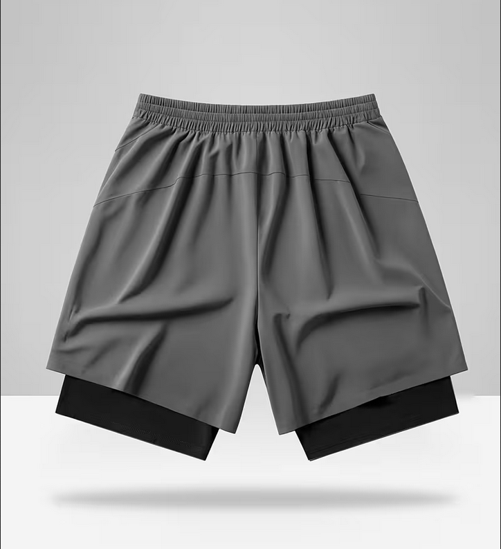Men’s Performance Workout Shorts – Elastic Waist, Inner Compression Layer, Side Pockets