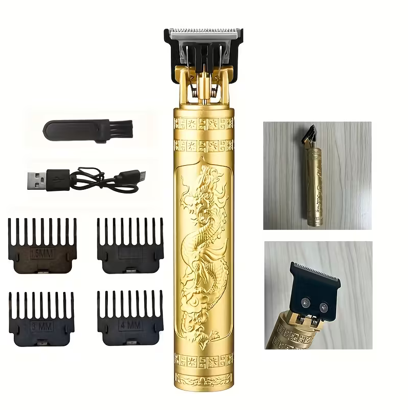 Cordless Hair & Beard Trimmer Kit – USB Rechargeable Grooming Clipper with Attachments