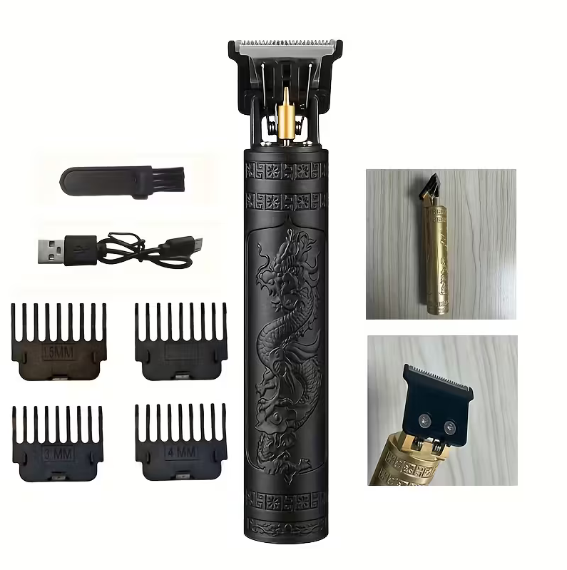 Cordless Hair & Beard Trimmer Kit – USB Rechargeable Grooming Clipper with Attachments