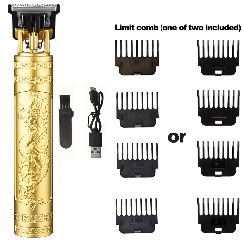 Cordless Hair & Beard Trimmer Kit – USB Rechargeable Grooming Clipper with Attachments