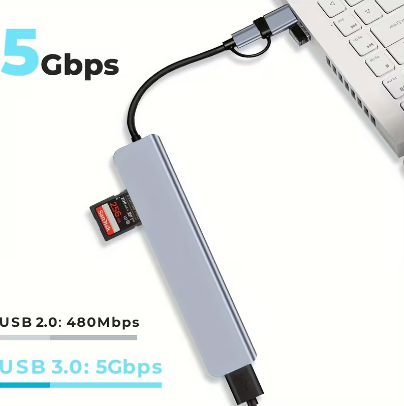 USB-C Multiport Hub with USB-A, Card Reader & Audio Jack
