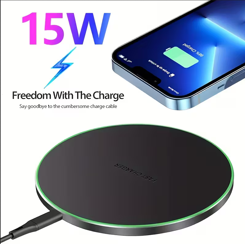 Fast Wireless Charger 15W – Slim Qi Charging Pad for iPhone & More